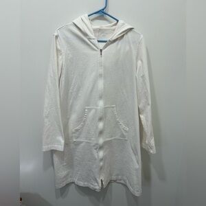 Lands' End White Hooded Swim Coverup